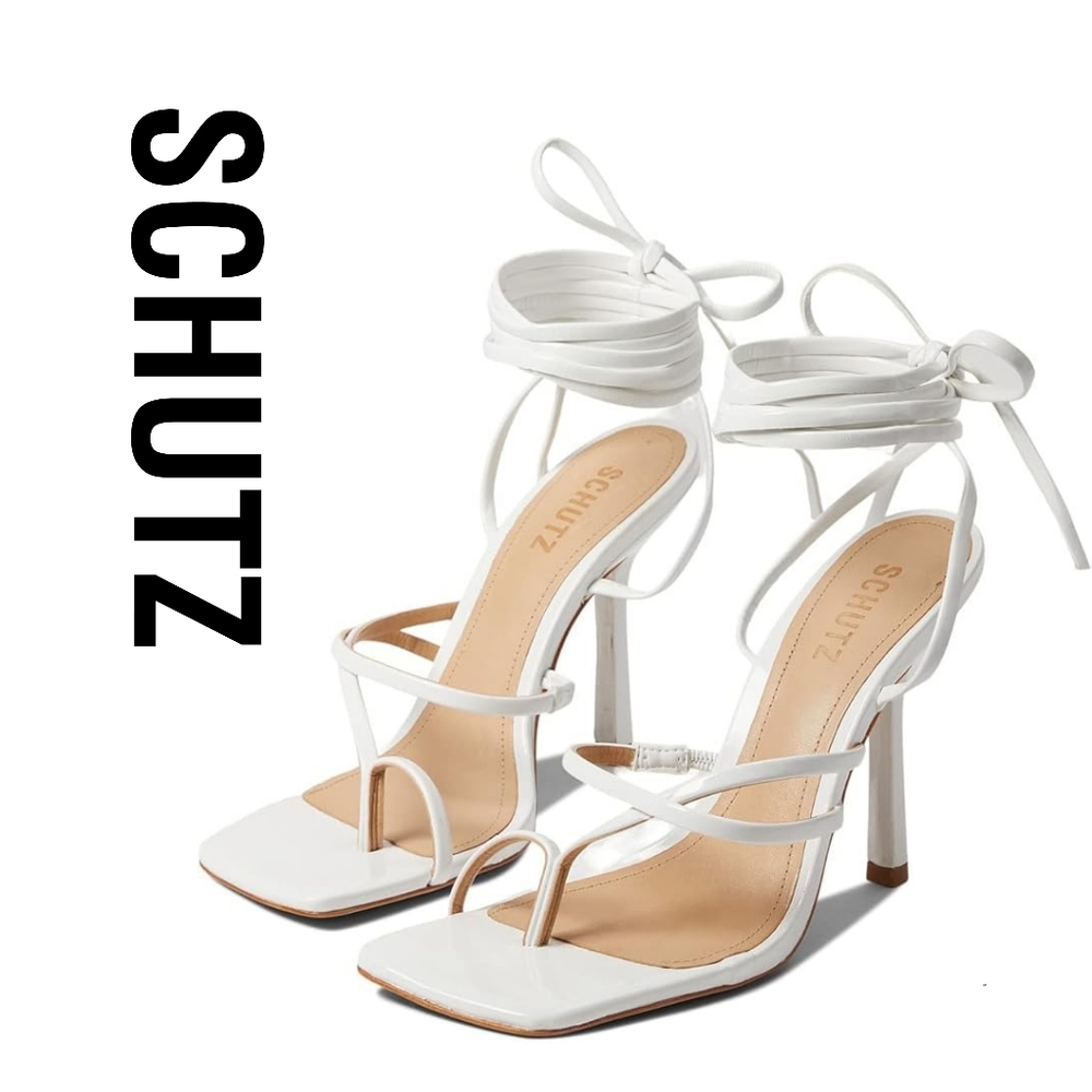 SCHUTZ Lily White Strappy Heels Size 8 M - Picture 1 of 4
